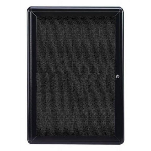 Ghent OVK1-F95 34 in. x 24 in. 1-Door Ovation Black Fabric Tackboard - Black