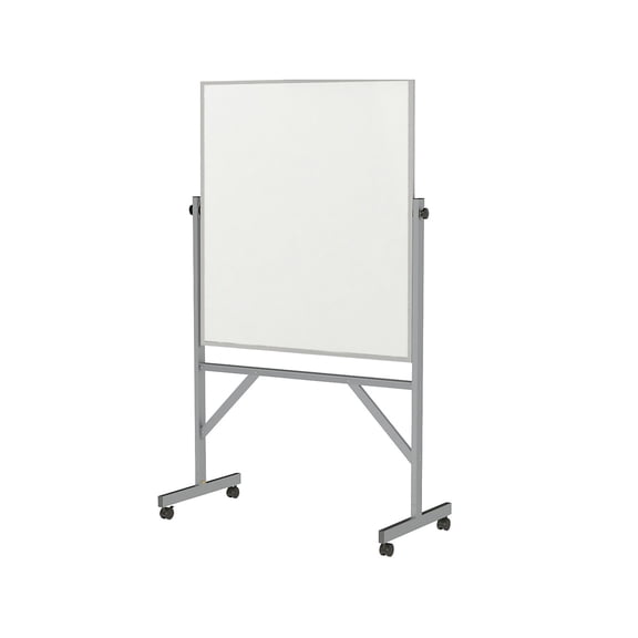 Ghent Manufacturing GHEARM1M143 Reversible Magnetic Porcelain Whiteboard with Satin Aluminum Frame & Stand, 36 x 48 in., White Surface