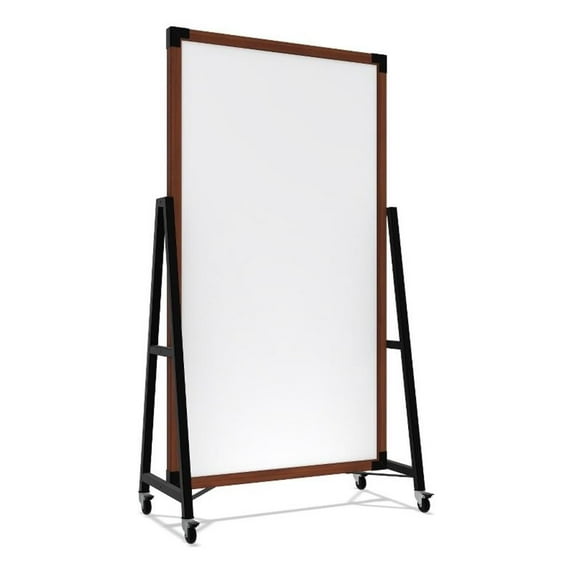 Ghent Prest Mobile Magnetic Whiteboard Carmel Oak Frame 74 x 40in