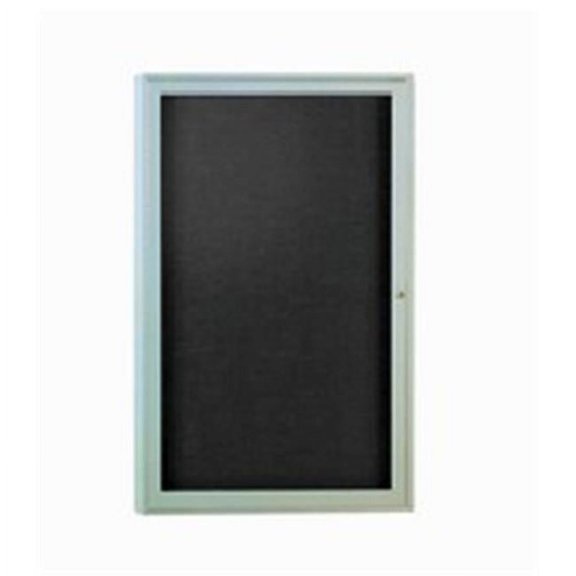 Ghent Traditional Enclosed 1-Door Fabric Bulletin Board, 24" x 18", Black, Satin Aluminum Frame