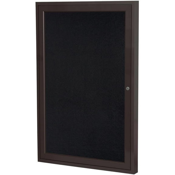 Ghent's 24" x 18" 1 Door Enclosed Bulletin Board in Black