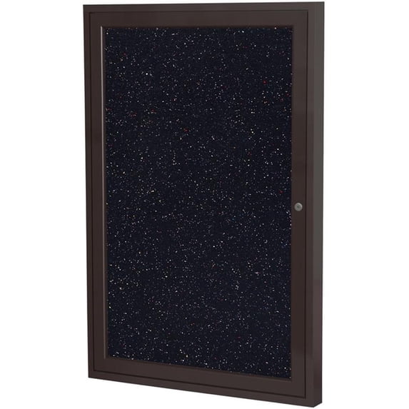 Ghent's 36" x 24" 1 Door Enclosed Rubber Bulletin Board in Multi-Color