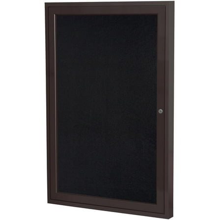 Ghent's 36" x 30" 1 Door Enclosed Rubber Bulletin Board in Black