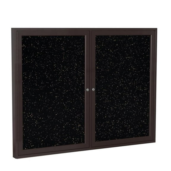 Ghent's 36" x 48" 2 Door Enclosed Rubber Bulletin Board in Speckled Tan