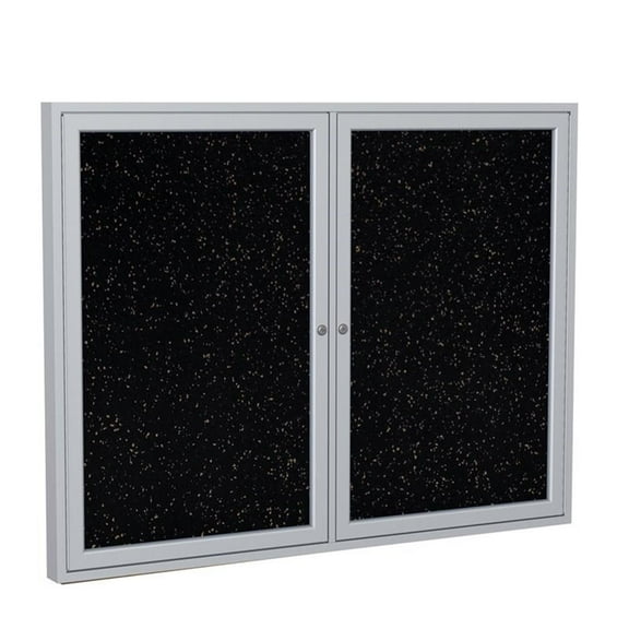 Ghent's 36" x 48" 2 Door Enclosed Rubber Bulletin Board in Speckled Tan