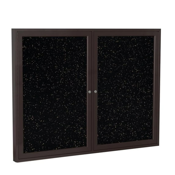 Ghent's 48" x 60" 2 Door Enclosed Rubber Bulletin Board in Speckled Tan