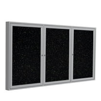 Ghent's 48" x 96" 3 Door Enclosed Rubber Bulletin Board in Speckled Tan