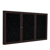 Ghent's 48" x 96" 3 Door Enclosed Rubber Bulletin Board in Speckled Tan