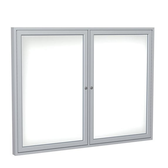 Ghent's Ceramic 36" x 60" 2 Door Enclosed Mag. Whiteboard in White