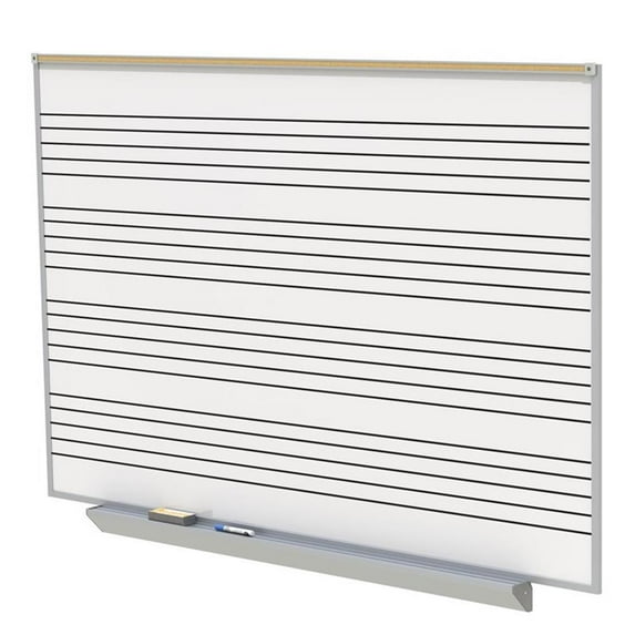 Ghent's Ceramic 4' x 6' A2M Mag. Music Staff Whiteboard Set in White