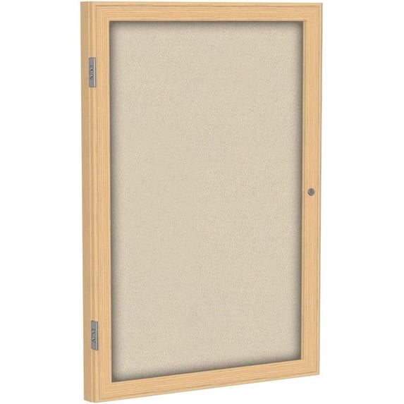 Ghent's Fabric 24" x 18" 1 Door Enclosed Bulletin Board in Beige