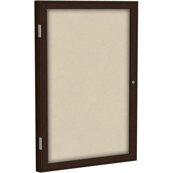 Ghent's Fabric 36" x 24" 1 Door Enclosed Bulletin Board in Beige