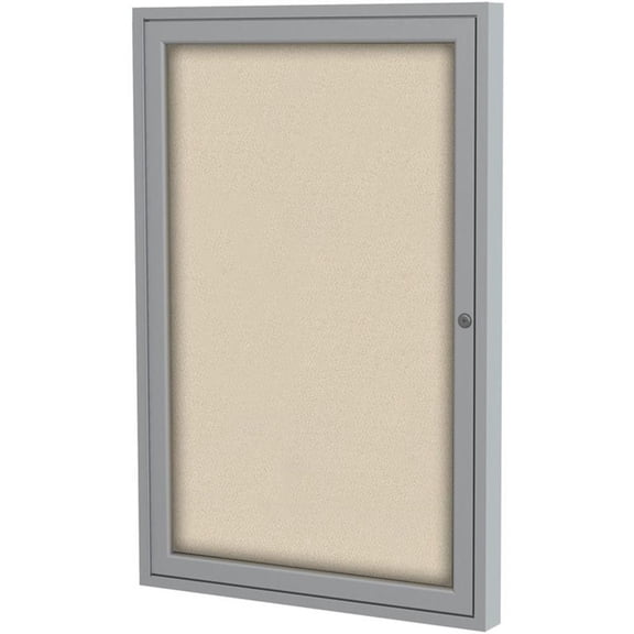 Ghent's Fabric 36" x 36" 1 Door Enclosed Bulletin Board in Beige