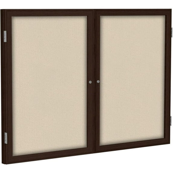 Ghent's Fabric 48" x 60" 2 Door Enclosed Bulletin Board in Beige