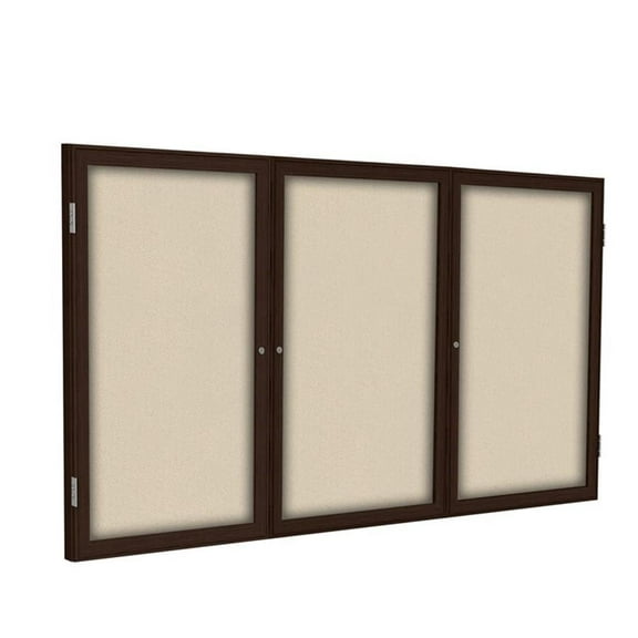 Ghent's Fabric 48" x 72" 3 Door Enclosed Bulletin Board in Beige
