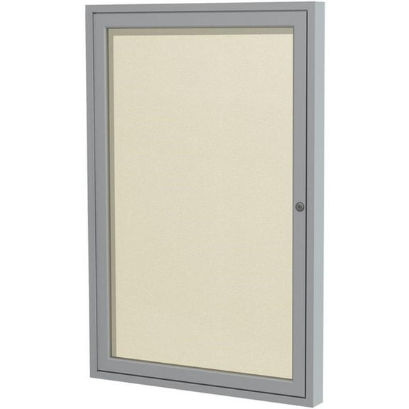Ghent's Vinyl 24" x 18" 1 Door Enclosed Bulletin Board in Ivory