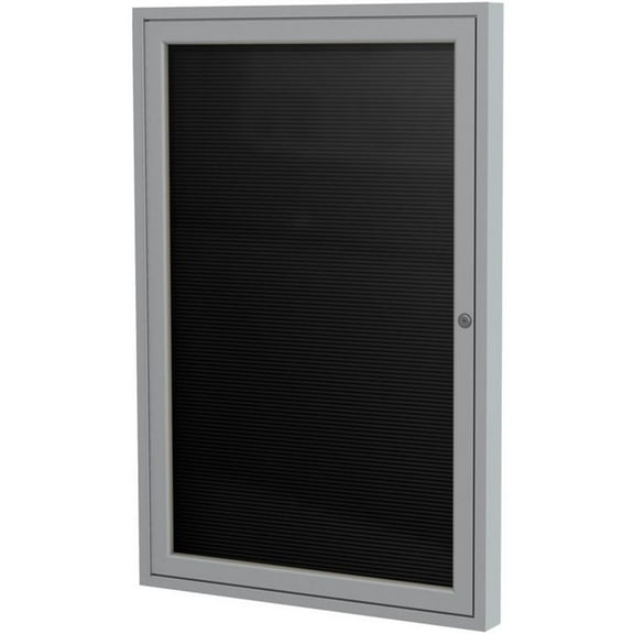 Ghent's Vinyl 24" x 18" 1 Door Enclosed Letterboard in Black