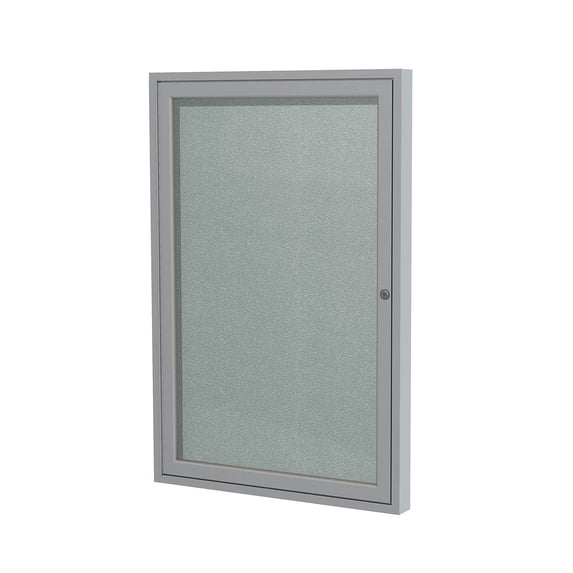 Ghent's Vinyl 36" x 24" 1 Door Enclosed Bulletin Board in Silver