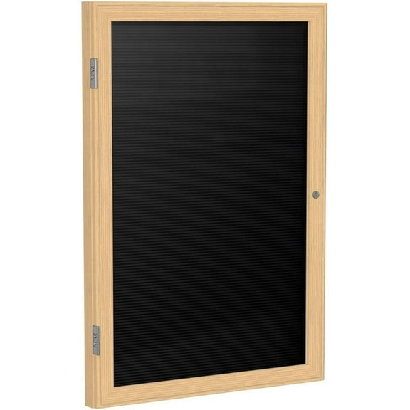 Ghent's Vinyl 36" x 24" 1 Door Enclosed Flannel Letterboard in Black