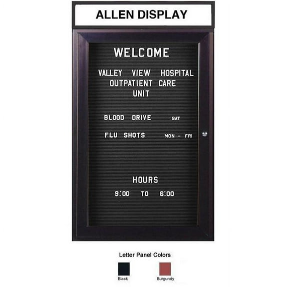 Ghent's Vinyl 36" x 24" 1 Door Enclosed Flannel Letterboard in Burgundy Red