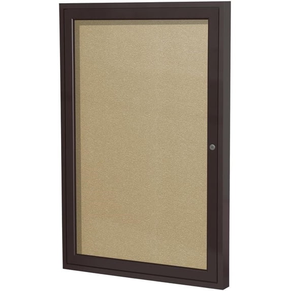 Ghent's Vinyl 36" x 30" 1 Door Enclosed Bulletin Board in Caramel