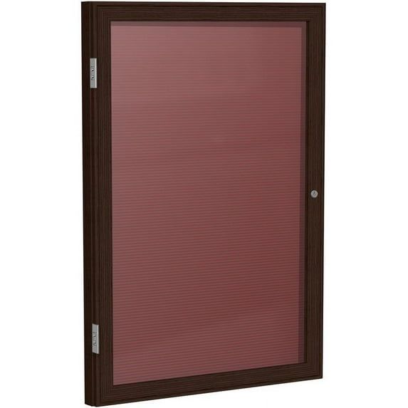 Ghent's Vinyl 36" x 30" 1 Door Enclosed Flannel Letterboard in Burgundy Red