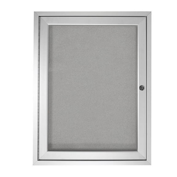 Ghent's Vinyl 36" x 36" 1 Door Enclosed Bulletin Board in Silver