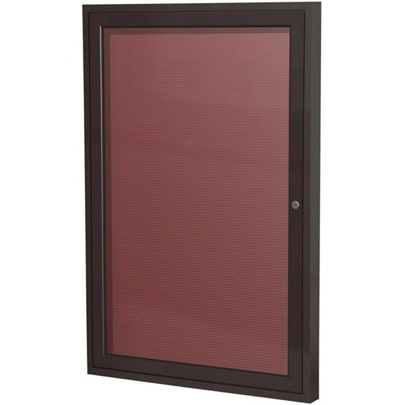 Ghent's Vinyl 36" x 36" 1 Door Enclosed Flannel Letterboard in Burgundy Red