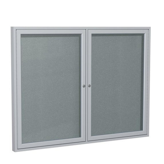 Ghent's Vinyl 36" x 48" 2 Door Enclosed Bulletin Board in Stone