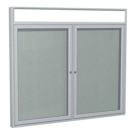 Ghent's Vinyl 36" x 48" 2 Door Enclosed Bulletin Board in Silver