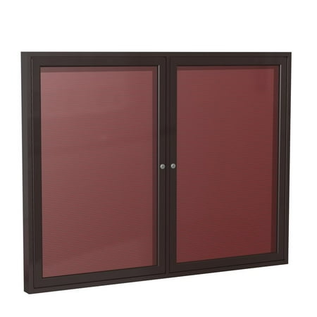 Ghent's Vinyl 36" x 48" 2 Door Enclosed Letterboard in Burgundy Red