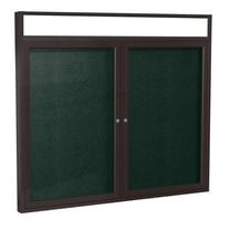 Ghent's Vinyl 36" x 60" 2 Door Enclosed Headliner Bulletin Board in Ebony Brown
