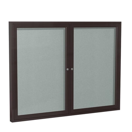 Ghent's Vinyl 36" x 60" 2 Door Enclosed Bulletin Board in Silver