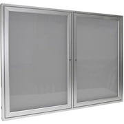 Ghent's Vinyl 36" x 60" 2 Door Enclosed Bulletin Board in Silver