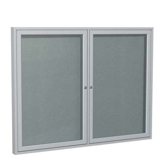 Ghent's Vinyl 36" x 60" 2 Door Enclosed Bulletin Board in Stone