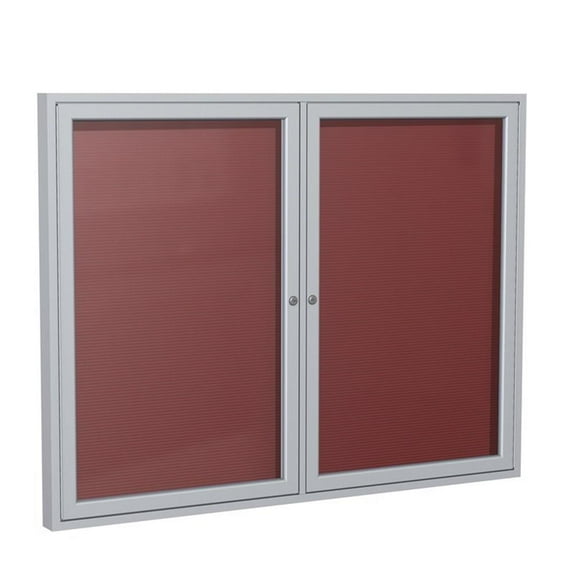 Ghent's Vinyl 36" x 60" 2 Door Enclosed Flannel Letterboard in Burgundy Red