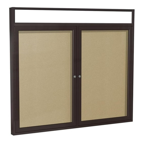 Ghent's Vinyl 36" x 60" 2 Door Enclosed Bulletin Board in Caramel