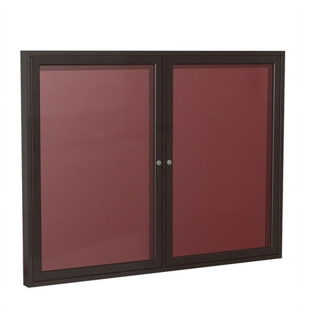 Ghent's Vinyl 36" x 60" 2 Door Enclosed Letterboard in Burgundy Red