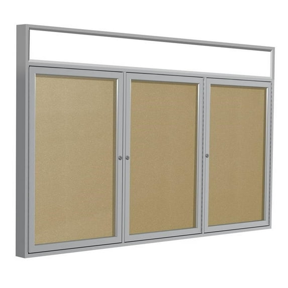 Ghent's Vinyl 36" x 72" 3 Door Enclosed Bulletin Board in Caramel