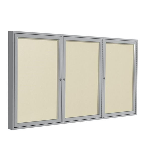 Ghent's Vinyl 36" x 72" 3 Door Enclosed Bulletin Board in Ivory
