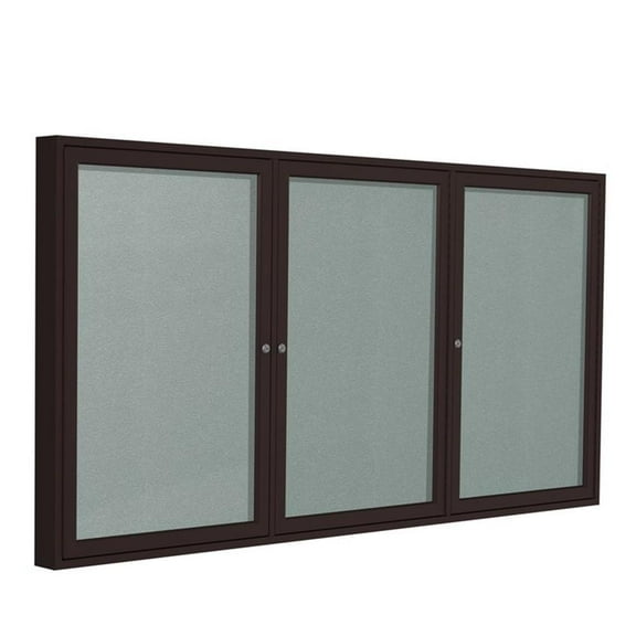 Ghent's Vinyl 36" x 72" 3 Door Enclosed Bulletin Board in Silver