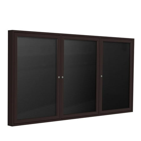 Ghent's Vinyl 36" x 72" 3 Door Enclosed Flannel Letterboard in Black