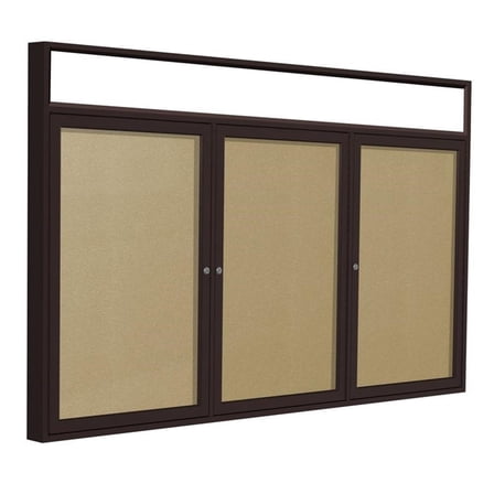 Ghent's Vinyl 36" x 72" 3 Door Enclosed Headliner Bulletin Board in Caramel