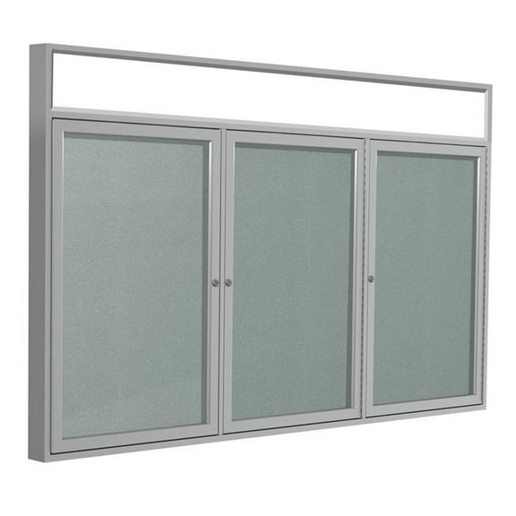 Ghent's Vinyl 36" x 72" 3 Door Enclosed Bulletin Board in Silver
