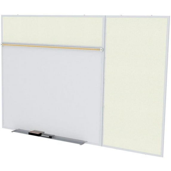 Ghent's Vinyl 4' x 16' Bulletin & Mag. Whiteboard B-Set in Ivory