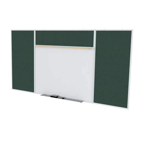 Ghent's Vinyl 4' x 16' Bulletin & Mag. Whiteboard Style E Set in Ebony Brown