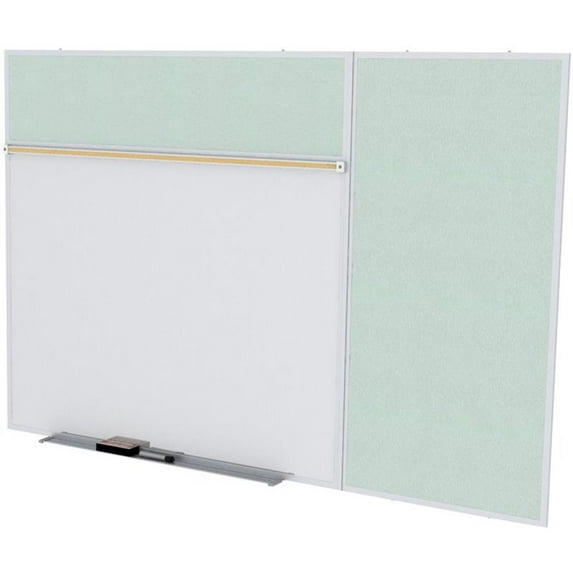 Ghent's Vinyl 4' x 6' Bulletin & Magnetic Whiteboard B-Set in Silver