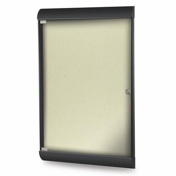 Ghent's Vinyl 42" x 28" 1 Door Bulletin Board with Black Frame in Caramel
