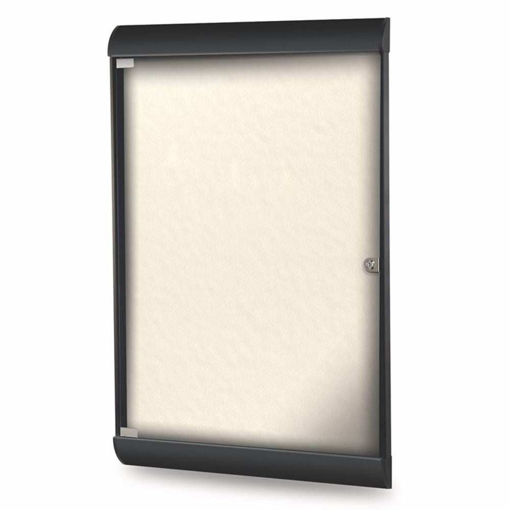 Ghent's Vinyl 42" x 28" 1 Door Bulletin Board with Black Frame in Ivory