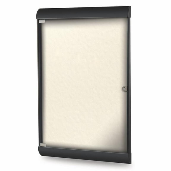 Ghent's Vinyl 42" x 28" 1 Door Bulletin Board with Black Frame in Ivory